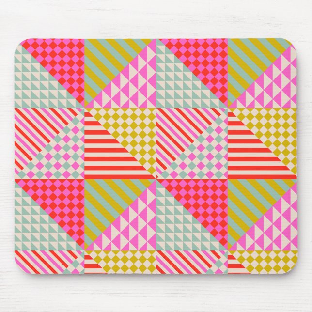 Colourful Patchwork Office Workspace Desk Mouse Pa Mat (Front)