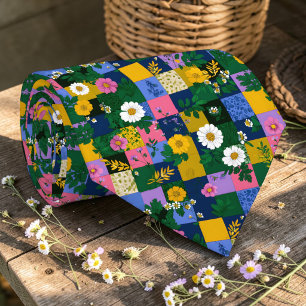 Colourful Patchwork Pattern Custom Necktie