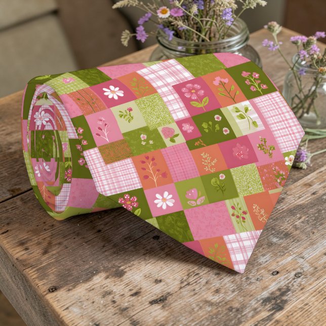 Colourful Patchwork Pattern Custom Necktie (Creator Uploaded)