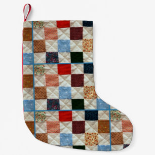 Colourful patchwork pattern small christmas stocking