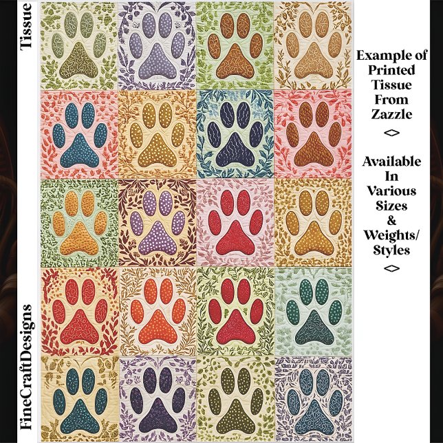 Colourful Patchwork Paw Prints Quilt EN8 Decoupage Tissue Paper (Creator Uploaded)