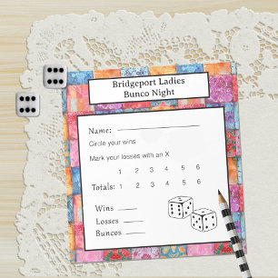 Colourful Patchwork Print Bunco Night Notepad