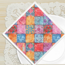 Colourful Patchwork Print Monogram