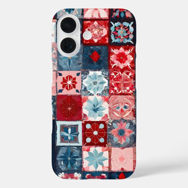 Colourful Patchwork Quilt Art iPhone Case (Back)