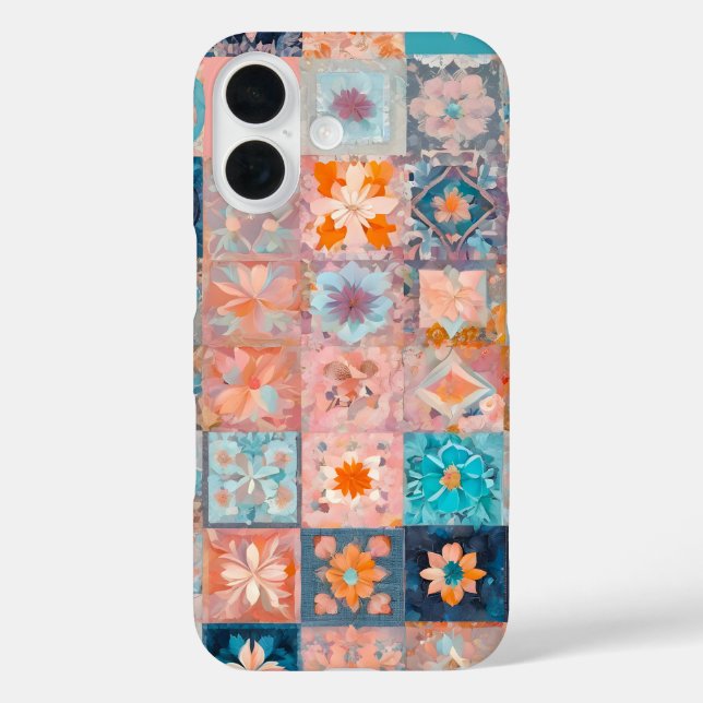 Colourful Patchwork Quilt Art iPhone Case (Back)