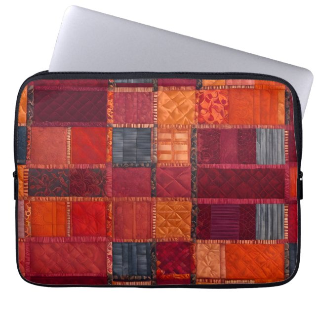Colourful Patchwork Quilt Art Laptop Case (Front)