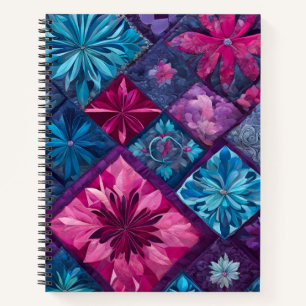Colourful Patchwork Quilt Art Spiral Notebook
