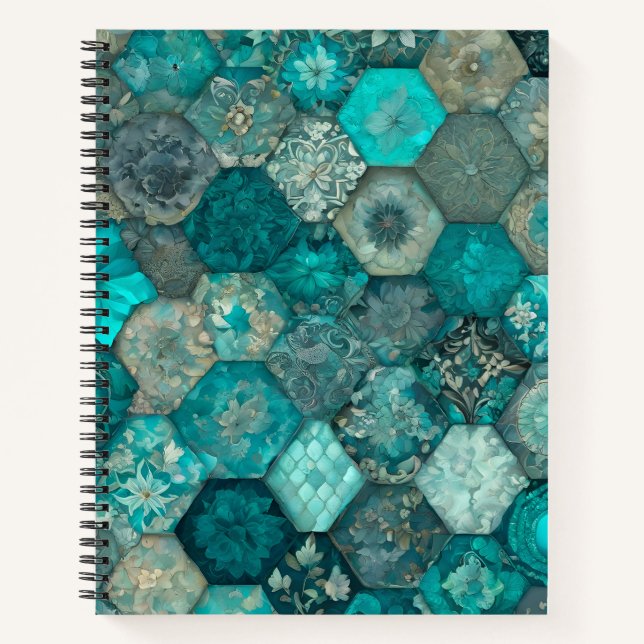 Colourful Patchwork Quilt Art Spiral Notebook (Front)