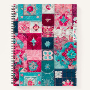 Colourful Patchwork Quilt Art Spiral Notebook