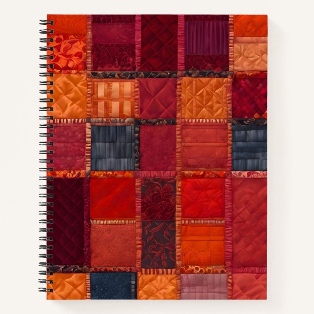 Colourful Patchwork Quilt Art Spiral Notebook (Front)