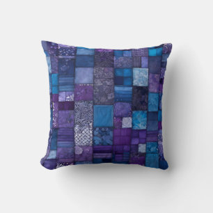 Colourful Patchwork Quilt Art Square Throw Pillow