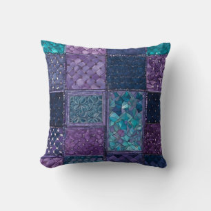 Colourful Patchwork Quilt Art Square Throw Pillow