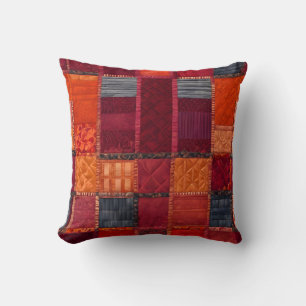 Colourful Patchwork Quilt Art Square Throw Pillow