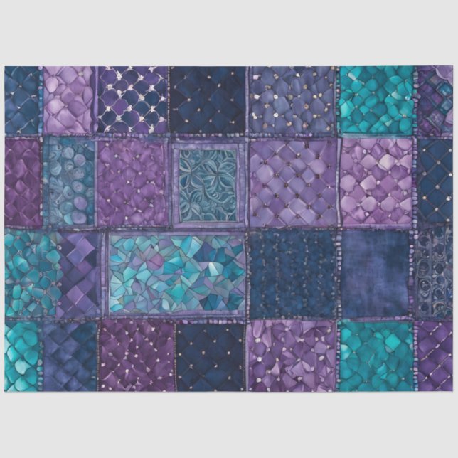 Colourful Patchwork Quilt Art Tissue Paper (Front)