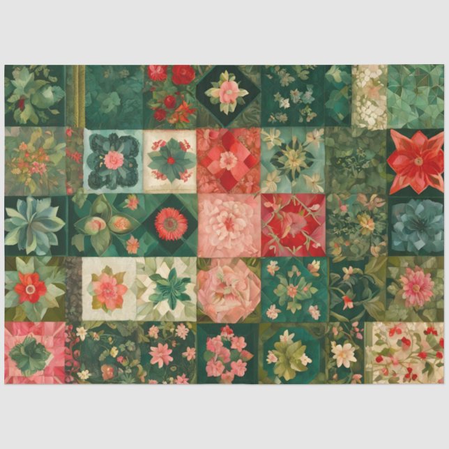 Colourful Patchwork Quilt Art Tissue Paper (Front)