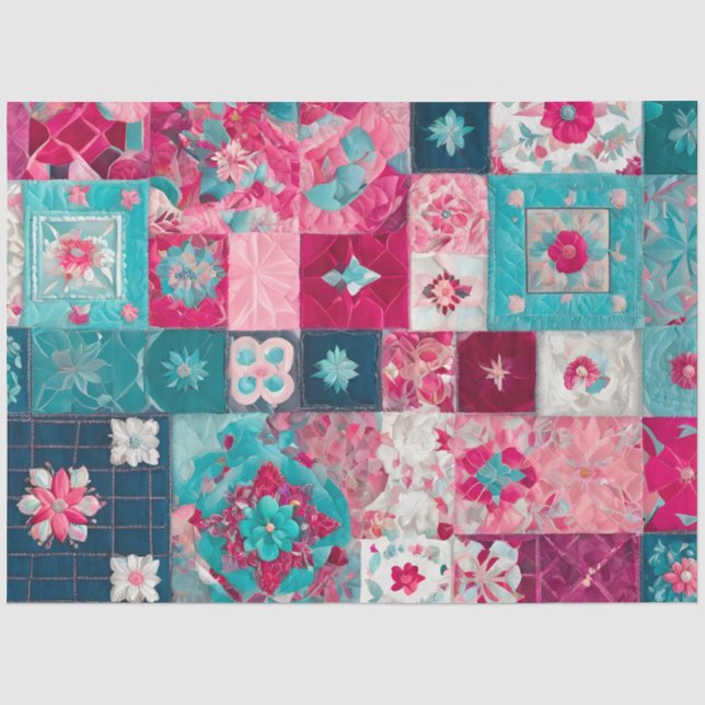 Colourful Patchwork Quilt Art Tissue Paper (Front)