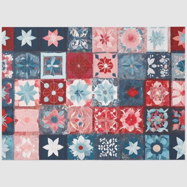 Colourful Patchwork Quilt Art Tissue Paper (Front)