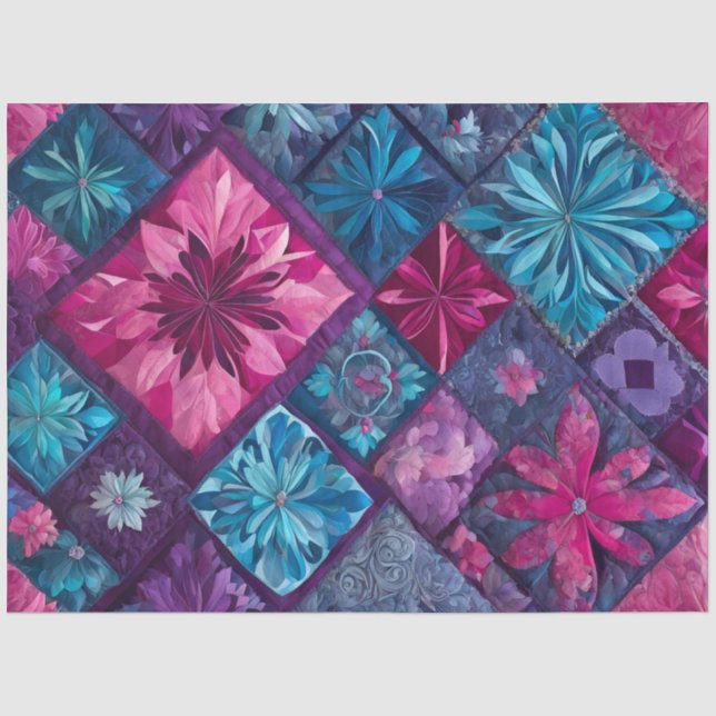Colourful Patchwork Quilt Art Tissue Paper (Front)