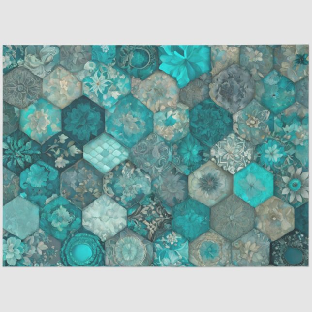 Colourful Patchwork Quilt Art Tissue Paper (Front)