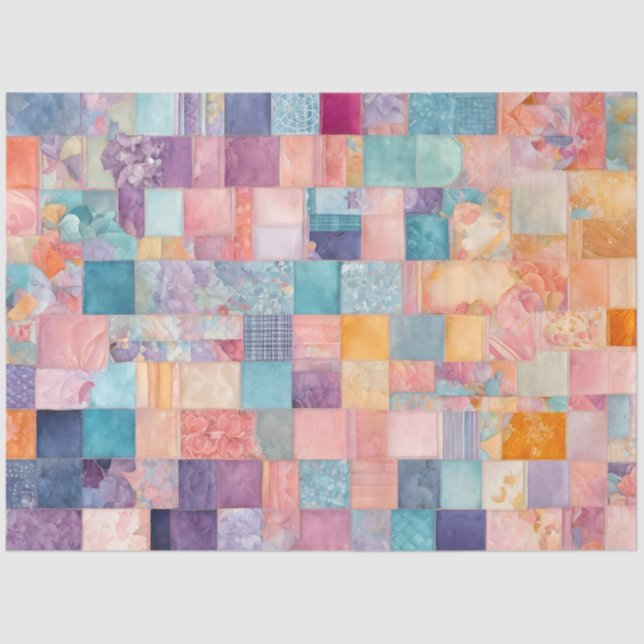 Colourful Patchwork Quilt Art Tissue Paper (Front)