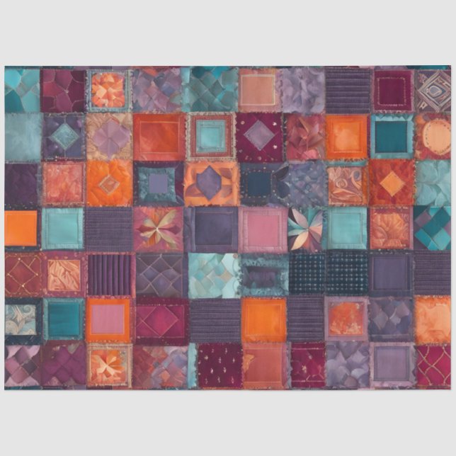 Colourful Patchwork Quilt Art Tissue Paper (Front)