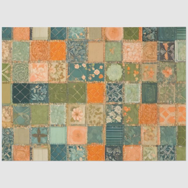 Colourful Patchwork Quilt Art Tissue Paper (Front)
