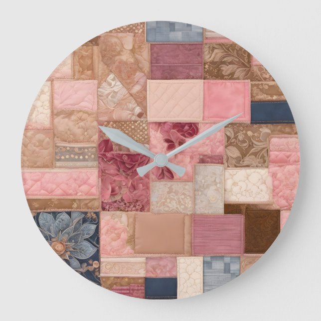 Colourful Patchwork Quilt Art Wall Clock (Front)