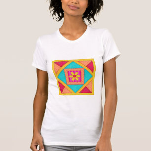 Colourful Patchwork Quilt Block Art T-Shirt