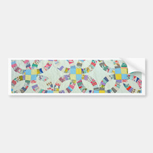 Colourful patchwork quilt bumper sticker