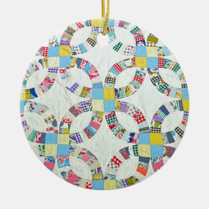 Colourful patchwork quilt christmas ornament Zazzle.co.uk