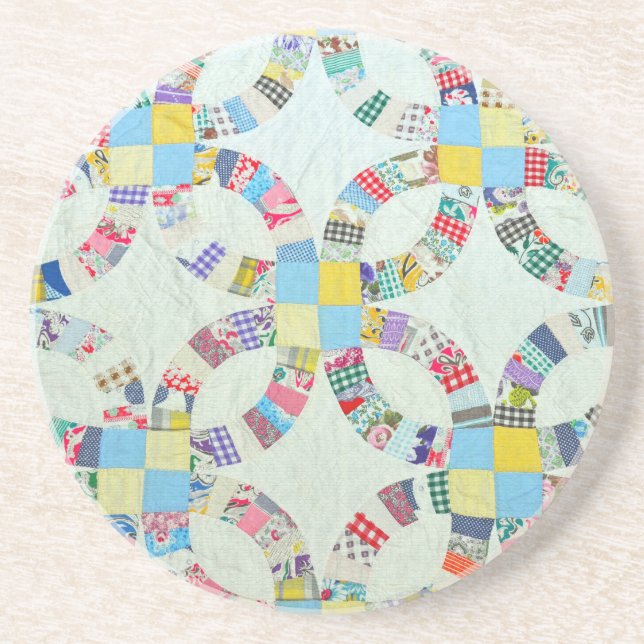 Colourful patchwork quilt coaster (Front)