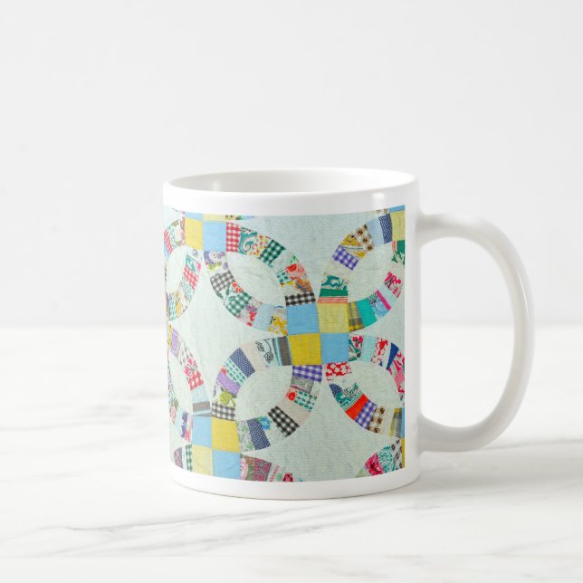 Colourful patchwork quilt coffee mug (Right)