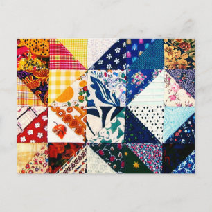 Colourful Patchwork Quilt Crafty Crafter's Postcard