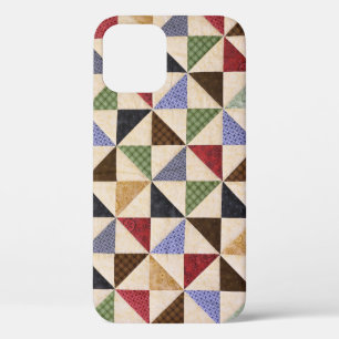 Colourful Patchwork Quilt: Flower Texture. iPhone 12 Case