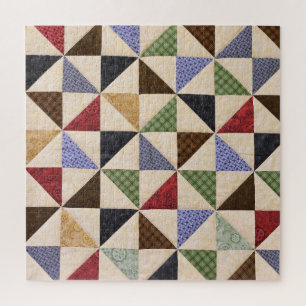 Colourful Patchwork Quilt: Flower Texture. Jigsaw Puzzle