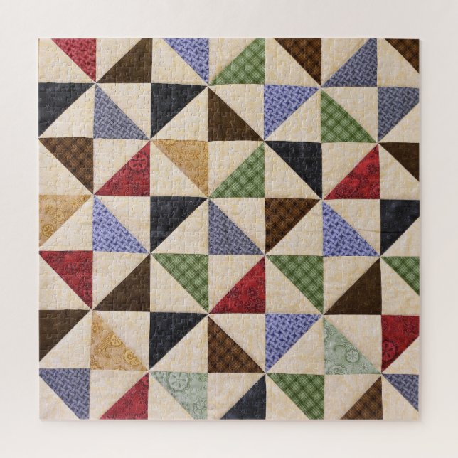 Colourful Patchwork Quilt: Flower Texture. Jigsaw Puzzle (Vertical)