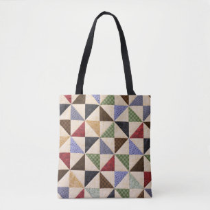 Colourful Patchwork Quilt: Flower Texture. Tote Bag