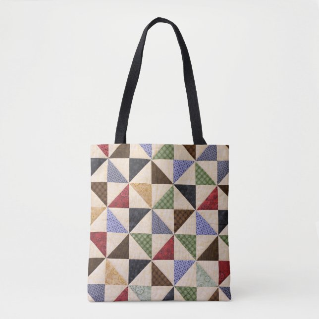 Colourful Patchwork Quilt: Flower Texture. Tote Bag (Front)