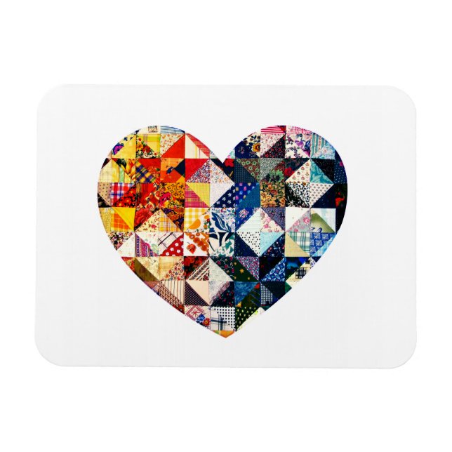 Colourful Patchwork Quilt Heart Magnet (Horizontal)