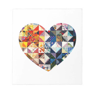 Colourful Patchwork Quilt Heart Notepad
