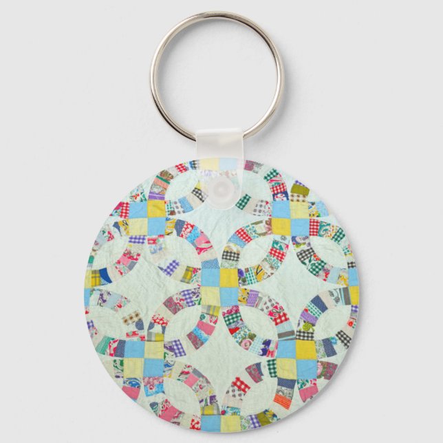 Colourful patchwork quilt key ring (Front)