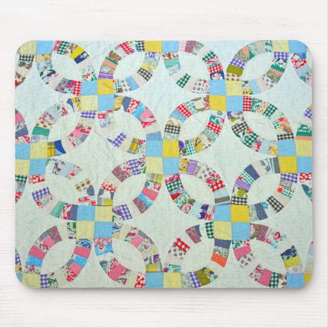 Colourful patchwork quilt mouse mat (Front)