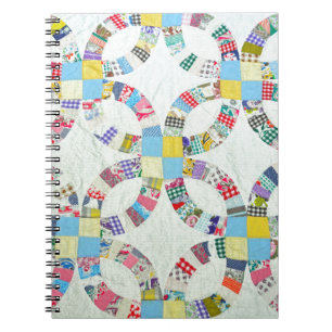 Colourful patchwork quilt notebook