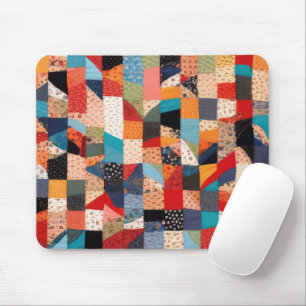 Colourful Patchwork Quilt Pattern Mouse Mat