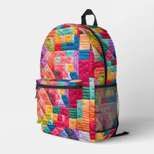 Colourful Patchwork Quilt Pattern Printed Backpack