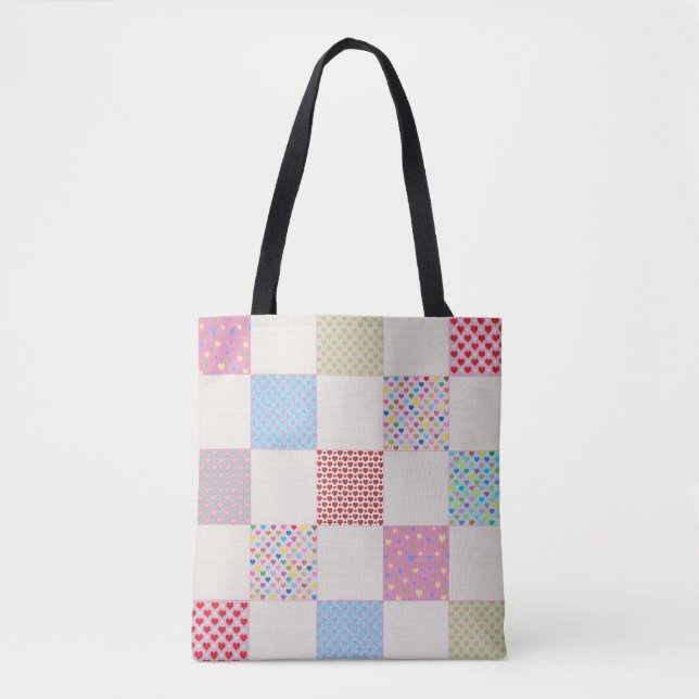 Colourful patchwork quilt pattern tote bag (Front)