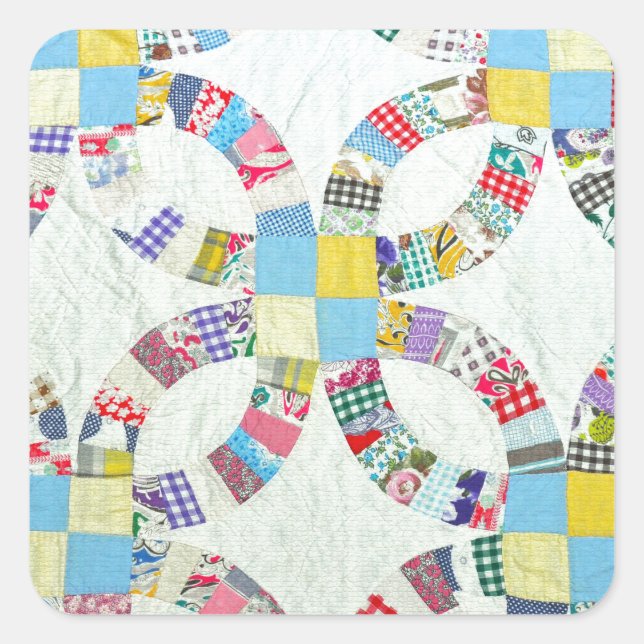 Colourful patchwork quilt square sticker (Front)