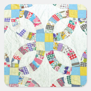 Colourful patchwork quilt square sticker