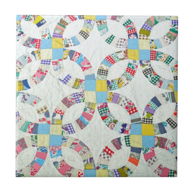 Colourful patchwork quilt tile (Front)