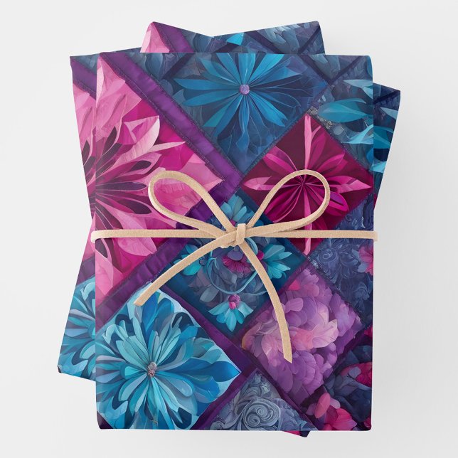 Colourful Patchwork Quilt Wrapping Paper Sheets (Creator Uploaded)